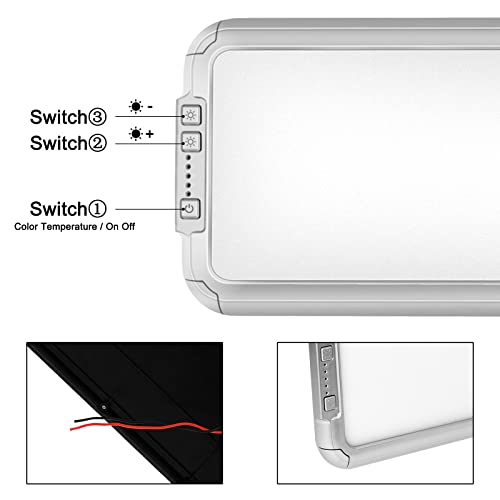 Miady RV LED Interior Light 1500 Lumen 16.5" x 6.3", Thin 12 Volt Ceiling Lights with 5 Levels of Dimming and 3 Color Temperature 3500-6500K Switches, for Car/Trailer/Camper/Boat, Pack of 2 (Silver) - Image 2