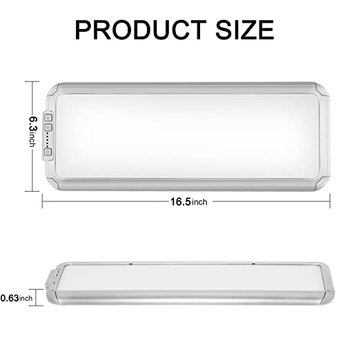 Miady RV LED Interior Light 1500 Lumen 16.5" x 6.3", Thin 12 Volt Ceiling Lights with 5 Levels of Dimming and 3 Color Temperature 3500-6500K Switches, for Car/Trailer/Camper/Boat, Pack of 2 (Silver) - Image 5