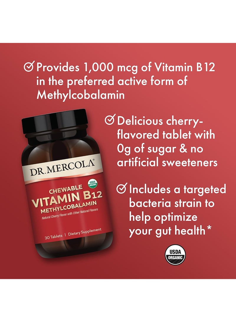 دكتور ميركولا فيتامين ب12 قابل للمضغ، 30 قرصًا، 30 حصة - Image 5