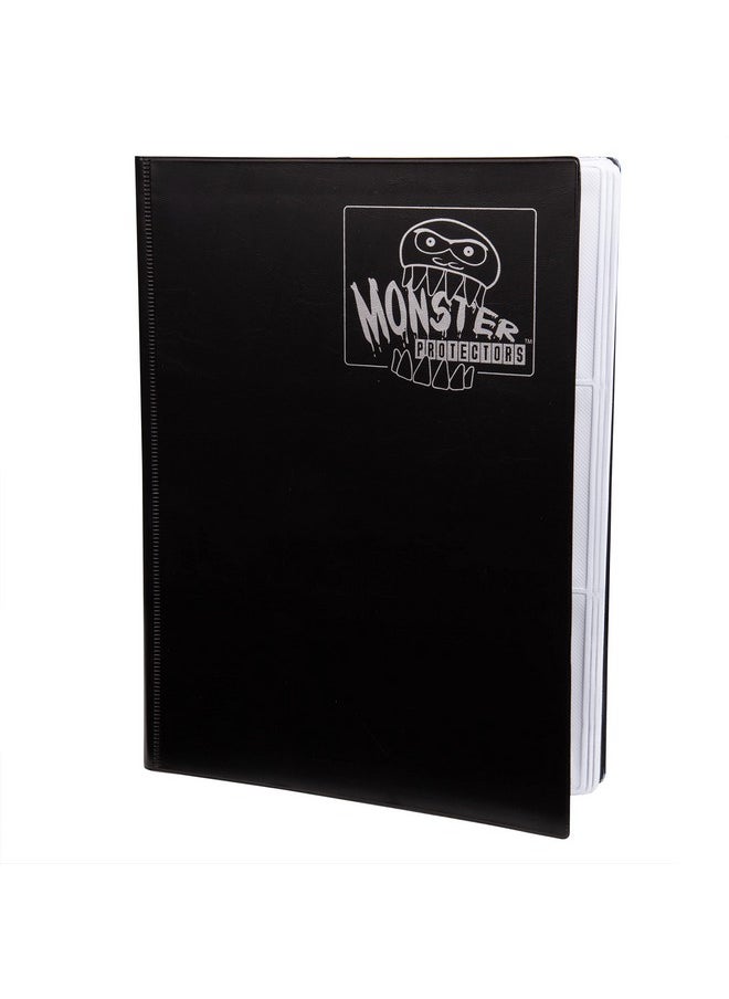 Monster Protectors Monster 9 Pocket Binderside Loading Trading Card Album Matte Black W/White Pages Holds 360 Standard Size Tcgs Works With Yugioh Magic The Gathering Pokémon & Sports Cardssafe & Secure Storage  - Image 1