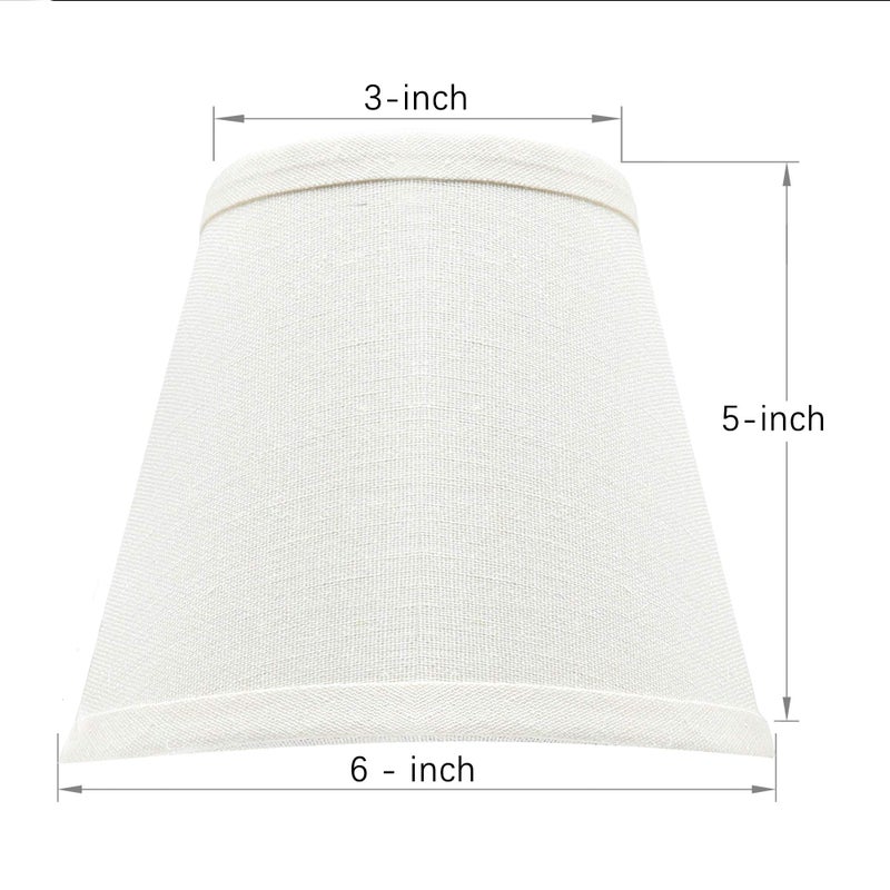 Eurus Home Small Lamp Shade Set of 6 Chandelier Shades 3" X 6" X 5" White Linen Lampshade Clip-On Bulb - Image 2