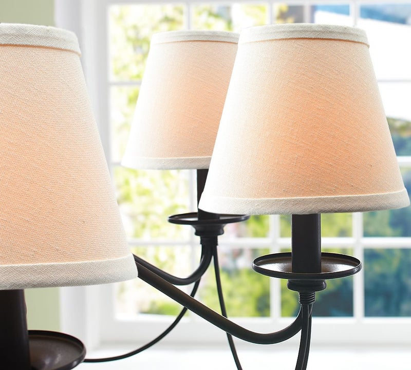 Eurus Home Small Lamp Shade Set of 6 Chandelier Shades 3" X 6" X 5" White Linen Lampshade Clip-On Bulb - Image 3