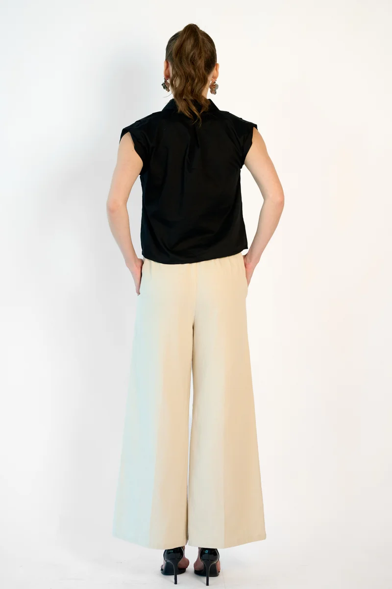 فيرجيو Cotton Pleated Dinnerwear Popper Crop Tops for Women