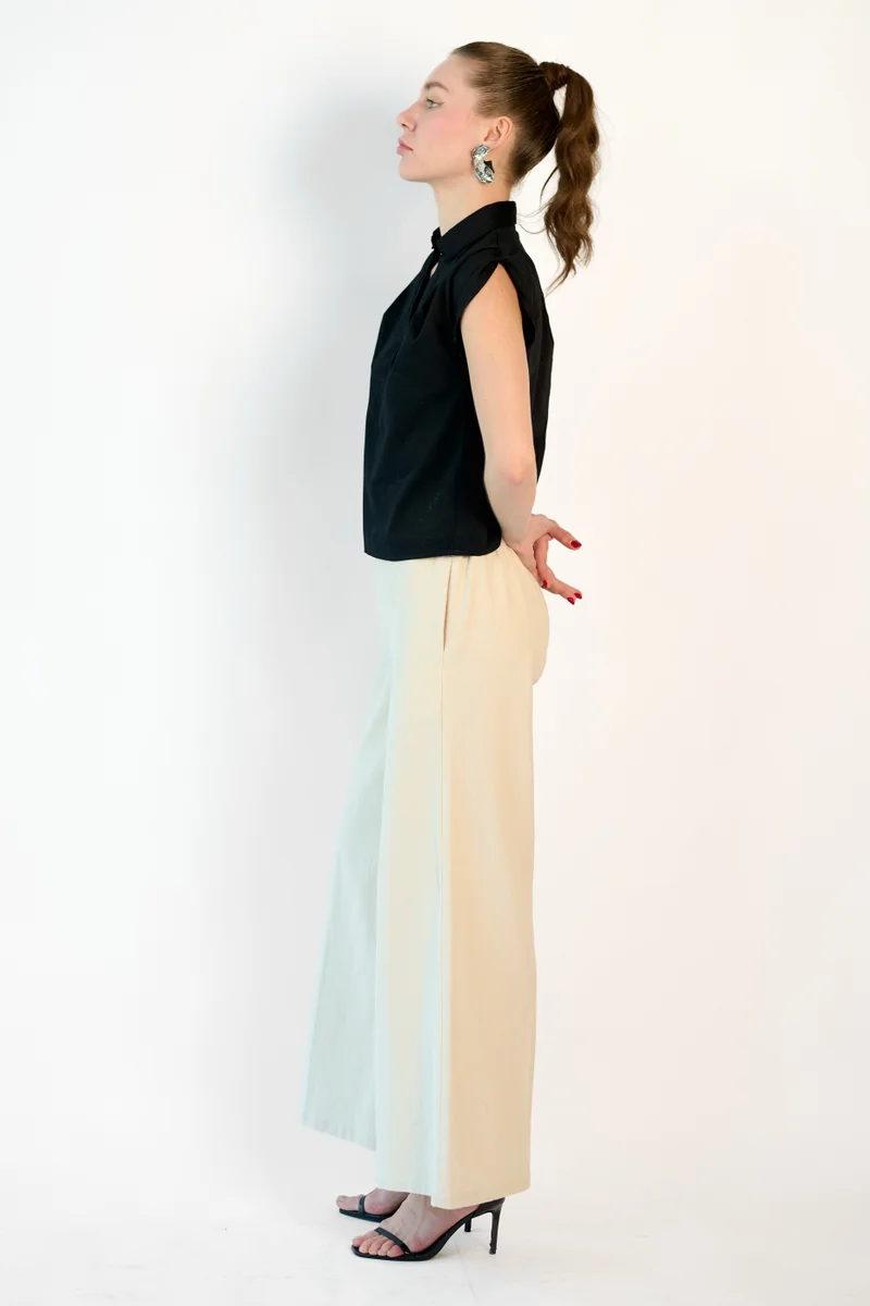 فيرجيو Cotton Pleated Dinnerwear Popper Crop Tops for Women