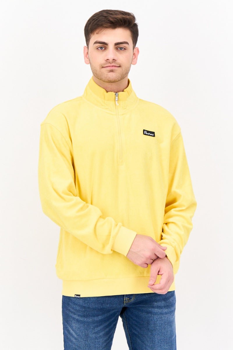 Penfield سويت شيرت رجالي برقبة عالية بشعار العلامة التجارية بأكمام طويلة، أصفر - Image 1
