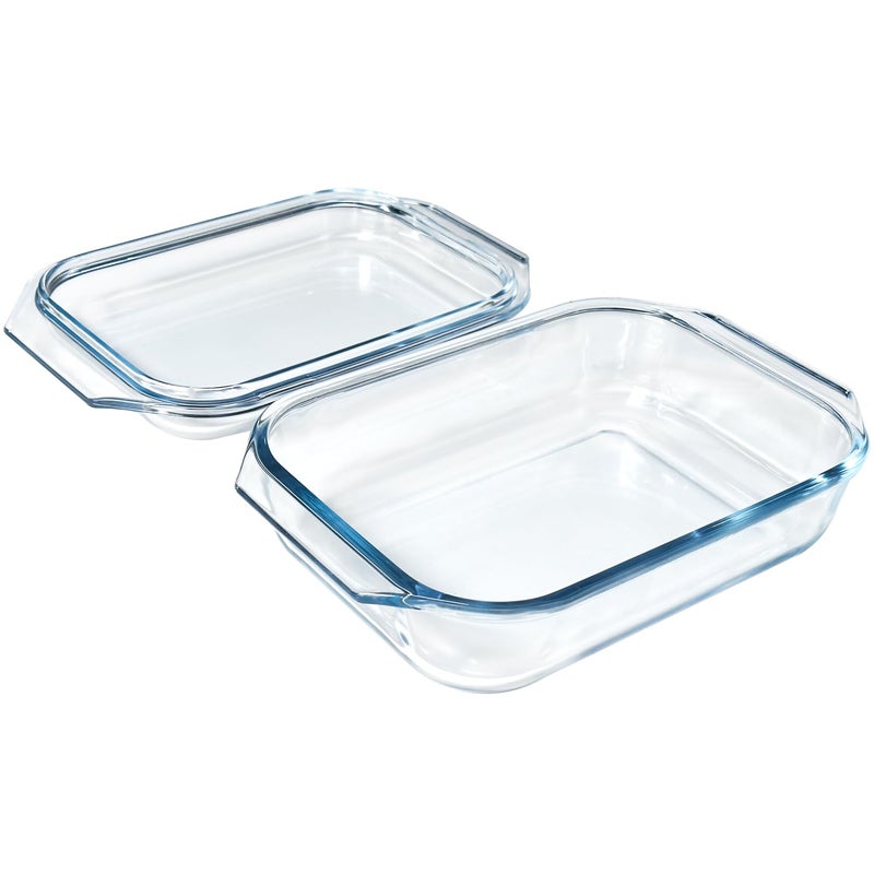 VIPHIEC Small 1.4-QT Tempered Glass Casserole Dish with Lid, Rectangular Clear Glass Casserole Bakeware with Glass Lid - Image 2