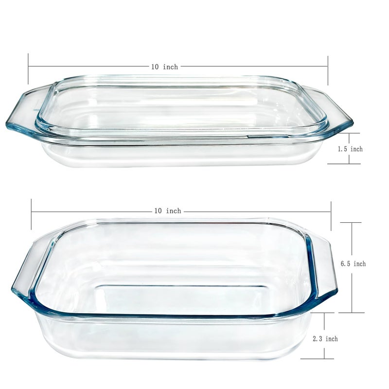 VIPHIEC Small 1.4-QT Tempered Glass Casserole Dish with Lid, Rectangular Clear Glass Casserole Bakeware with Glass Lid - Image 3