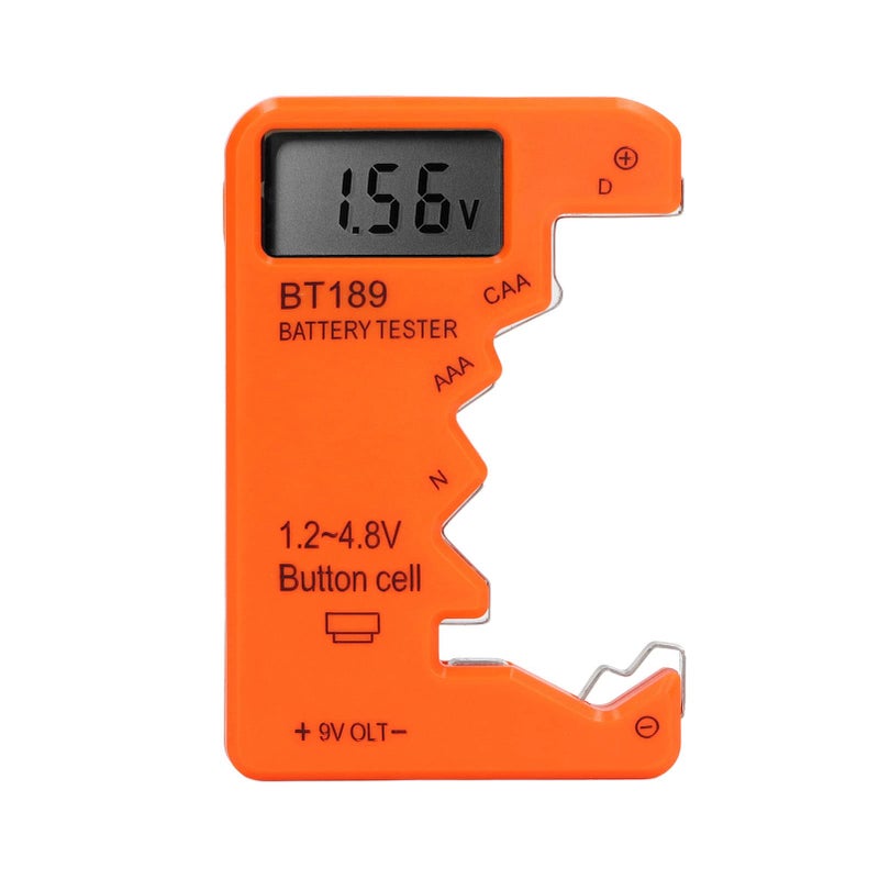 اختبار سعة البطارية الرقمي لبطاريات AA وAAA و6F22 و9V و1.5V باللون البرتقالي - Image 3
