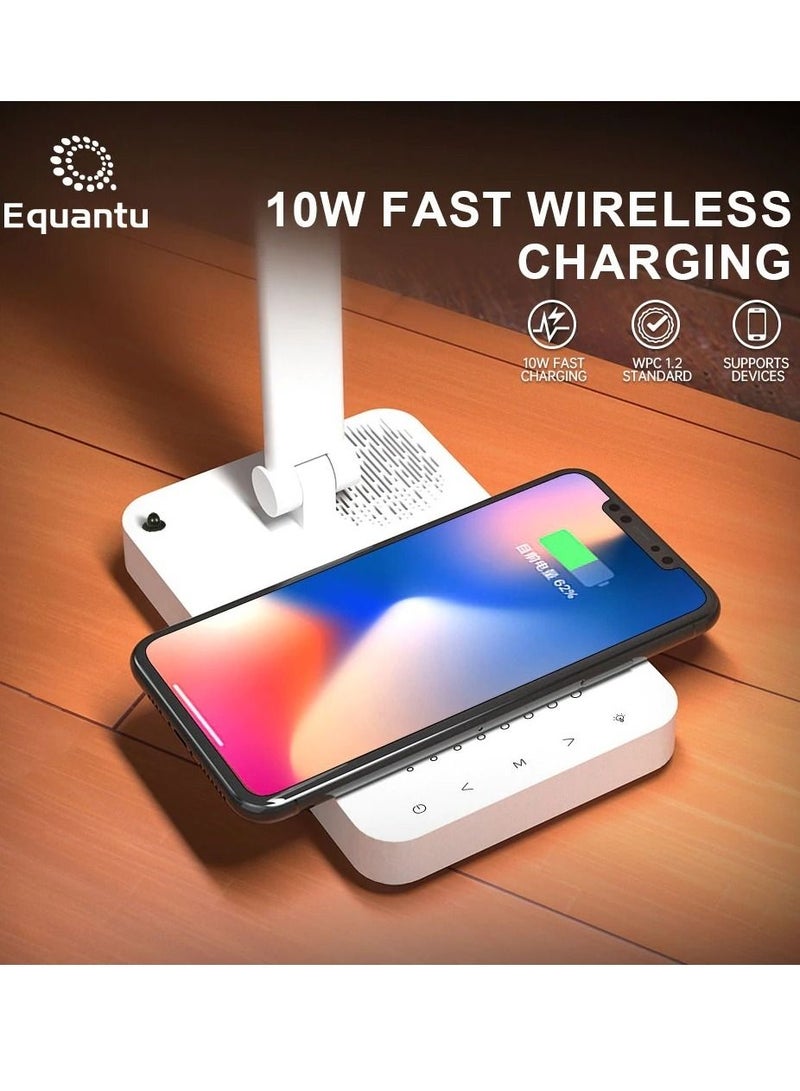 إيكوانتو مصباح طاولة مكبر صوت القرآن ضوء ناعم مع تطبيق شحن لاسلكي للهاتف - Image 4