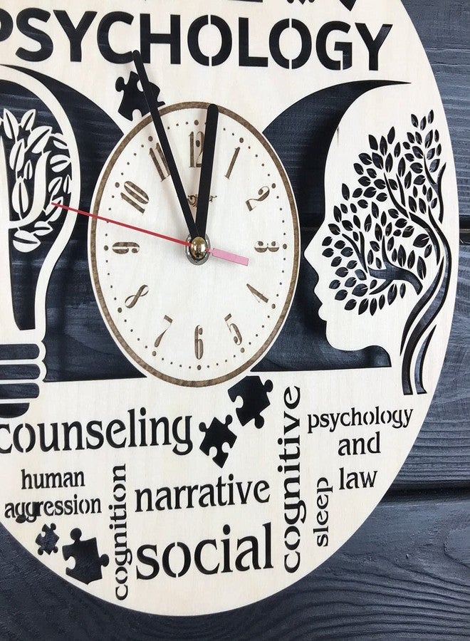 NABSTER Psychology Wall Clock Wood Home Decor Kitchen Hanging Psychology Gift Best Psych Wall Art Theme Psycology Modern Wooden Psyhology Clock - 12 Inch / 30 Cm - Image 4