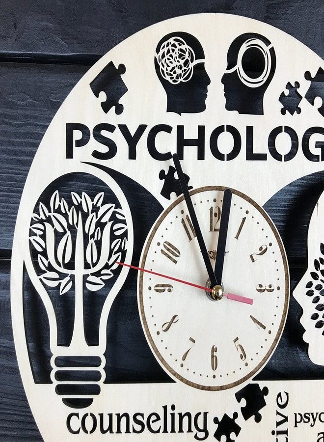 NABSTER Psychology Wall Clock Wood Home Decor Kitchen Hanging Psychology Gift Best Psych Wall Art Theme Psycology Modern Wooden Psyhology Clock - 12 Inch / 30 Cm - Image 3
