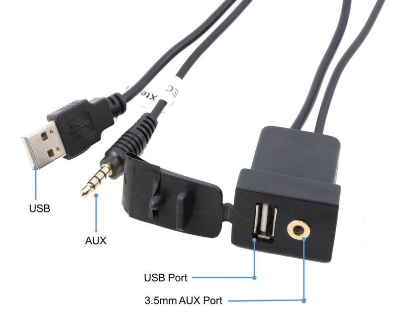 Xtenzi USB and 3.5mm A/V Rectangle Panel Jack Extension Cable Compatible with Select Toyota, Honda Models - Image 3