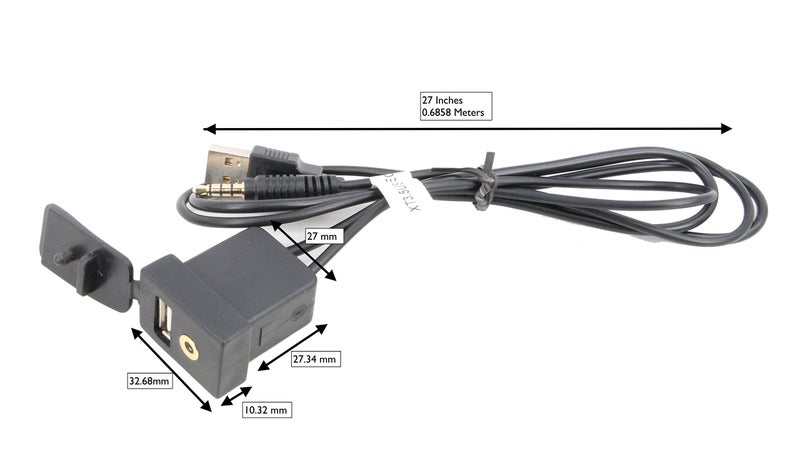 Xtenzi USB and 3.5mm A/V Rectangle Panel Jack Extension Cable Compatible with Select Toyota, Honda Models - Image 2