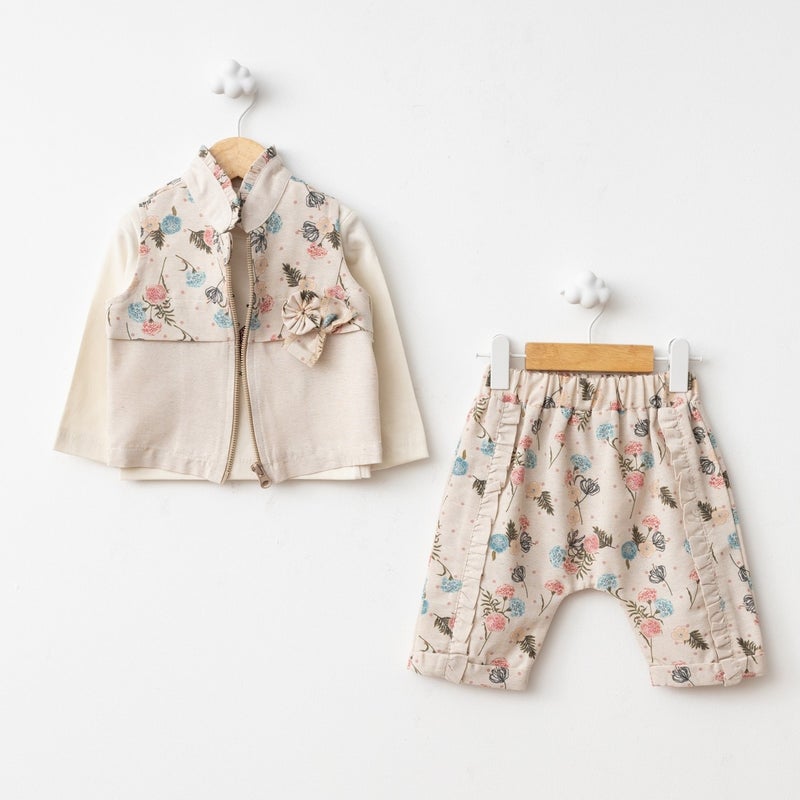 FOR MY BABY Baby Fou Rose Print Vest Set - Image 1