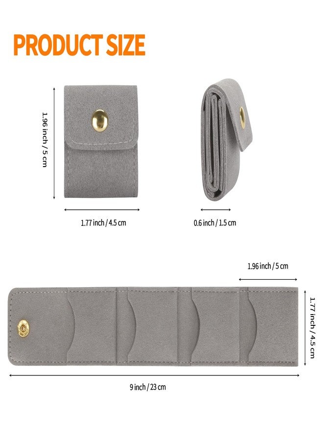 KUKUVR Mini Travel Jewelry Storage Bag, Foldable Gym Jewelry Organizers Holder Case with Snap, Small Ring Earring Necklace Storage Roll Pouch with Multi-compartment for Women girl (Grey) - Image 4