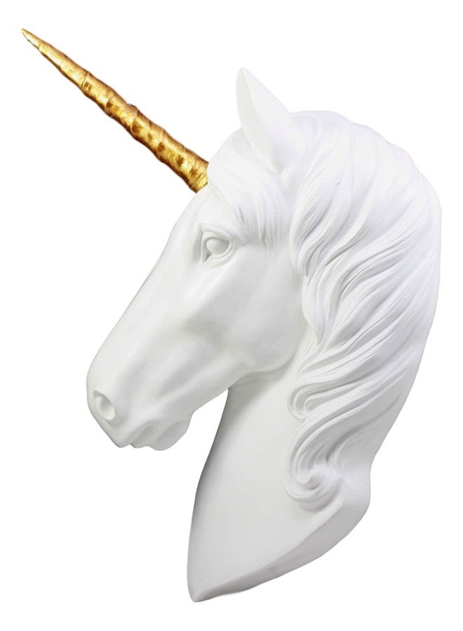 Ebros Gift Ebros Her Majesty White Unicorn With Golden Horn Wall Head Mount Decor 3D Figurine Ancient Rampart Gold Horned Fabled Steed Wall Hanging Decorative Plaque For Nursery or Home 3D Art Sculpture - Image 3