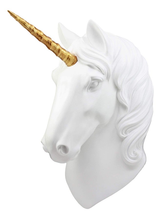 Ebros Gift Ebros Her Majesty White Unicorn With Golden Horn Wall Head Mount Decor 3D Figurine Ancient Rampart Gold Horned Fabled Steed Wall Hanging Decorative Plaque For Nursery or Home 3D Art Sculpture - Image 1