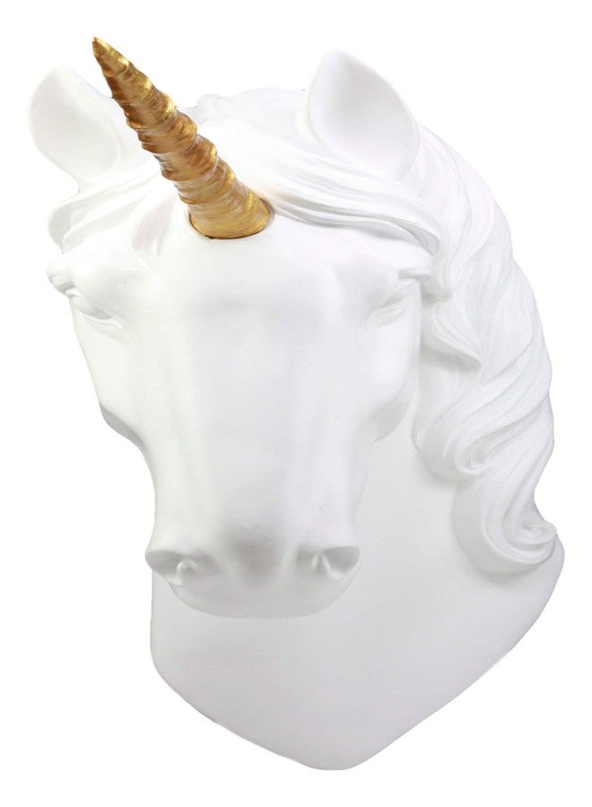 Ebros Gift Ebros Her Majesty White Unicorn With Golden Horn Wall Head Mount Decor 3D Figurine Ancient Rampart Gold Horned Fabled Steed Wall Hanging Decorative Plaque For Nursery or Home 3D Art Sculpture - Image 2