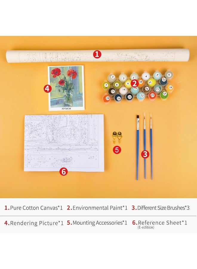 Home Trove Tumovo Vase Diy Paint By Numbers For Adults Beginner Flowers Paint By Number Kits On Canvas With Brushes Abstract Floral Oil Hand Painting Art Crafts For Home 16"X20"(Frameless)  - Image 5