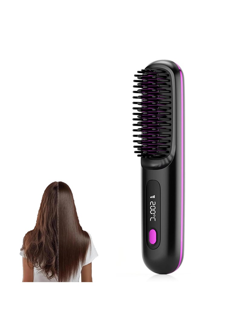 Generic Portable wireless hot comb, electric straight hair brush, 3-speed temperature control, LCD display, hairdressing tool, USB charging, suitable for various hairstyles  - Image 1