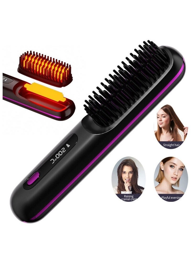 Generic Portable wireless hot comb, electric straight hair brush, 3-speed temperature control, LCD display, hairdressing tool, USB charging, suitable for various hairstyles  - Image 2