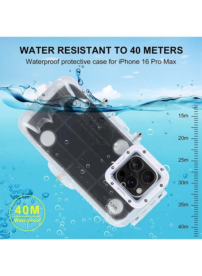 PULUZ For iPhone 16 Pro Max PULUZ 40m/130ft Waterproof Diving Case Photo Video Taking Underwater Housing Cover (Transparent) - Image 2