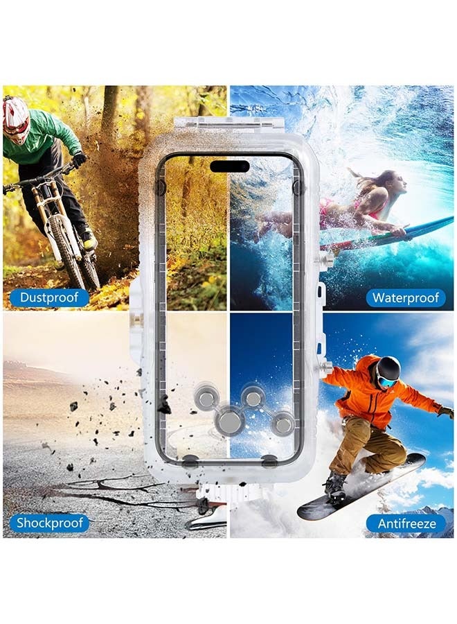 PULUZ For iPhone 16 Pro Max PULUZ 40m/130ft Waterproof Diving Case Photo Video Taking Underwater Housing Cover (Transparent) - Image 3