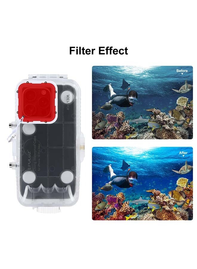 PULUZ For iPhone 16 Pro Max PULUZ 40m/130ft Waterproof Diving Case Photo Video Taking Underwater Housing Cover (Transparent) - Image 4