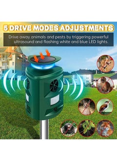 Arabest Cat Repellent, Ultrasonic Solar Outdoor Animal Repeller, Activated Waterproof Cat Repellent with Ground Stake, Motion Sensor, 5 Modes, Ultrasonic Animal Scarer for Garden Yard Field Farm  - Image 2