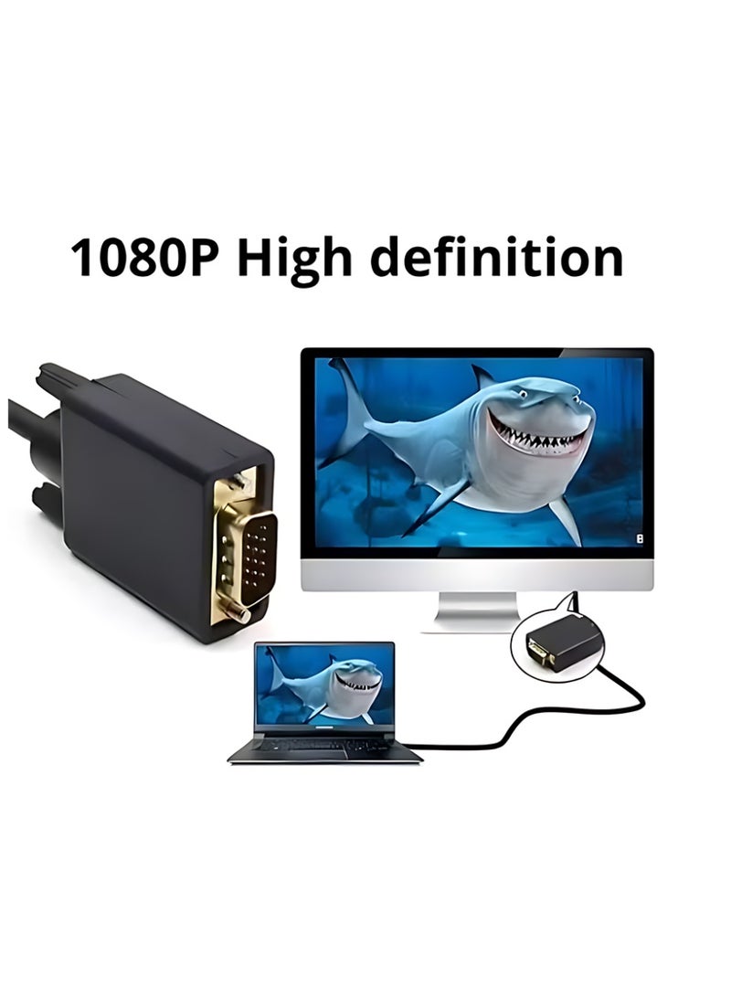 CLAVON HDMI to VGA Cable 1.8 Meter – 1080P High-Performance HDMI to VGA Adapter Cable for Seamless Digital-to-Analog Video Conversion – Male-to-Male Connector Ideal for Laptops, PCs, Projectors, and Monitors – Durable Design with Gold-Plated Connectors for Superior Signal Stability - Image 2