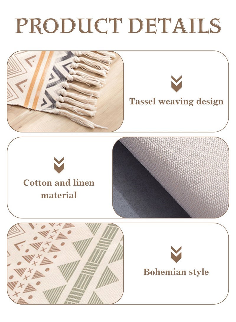 LEOKOR Soft Touch Hand-woven Cotton And Linen Bohemian Fringed Rug Bedroom Modern Decor Mat 60*90cm - Image 3