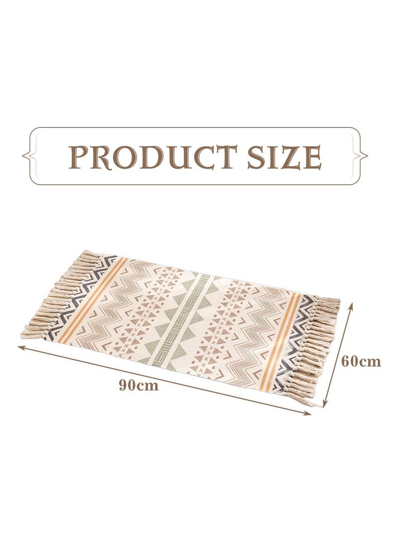 LEOKOR Soft Touch Hand-woven Cotton And Linen Bohemian Fringed Rug Bedroom Modern Decor Mat 60*90cm - Image 4
