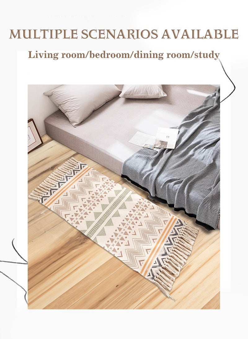 LEOKOR Soft Touch Hand-woven Cotton And Linen Bohemian Fringed Rug Bedroom Modern Decor Mat 60*90cm - Image 2