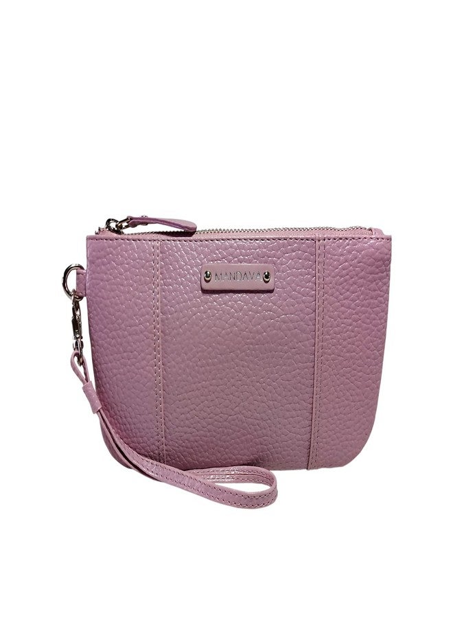 MANDAVA Ladies PU Leather Hand Clutch Wallet | Women's Zip Around Purse Bag with Detachable Wristlet Strap (Mauve) - Image 1