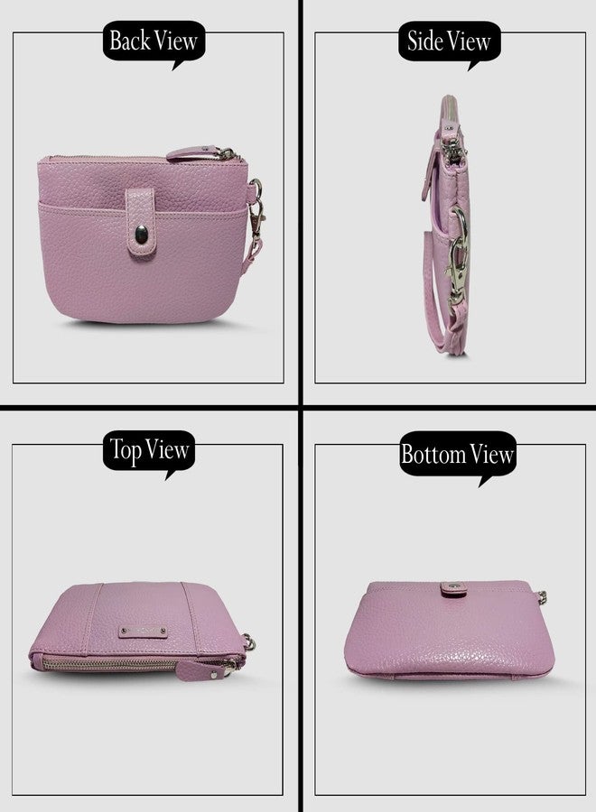 MANDAVA Ladies PU Leather Hand Clutch Wallet | Women's Zip Around Purse Bag with Detachable Wristlet Strap (Mauve) - Image 2