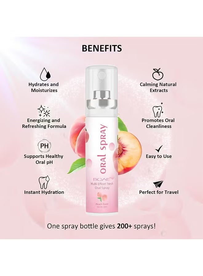 BOAE Multi Effeet Fresh Oral Spray 20ml, Bad Breath Treatment for Adults, White Peach Flavor Mouth Freshener, Effective Puriping Oral Air, Breath Freshener Spray, Oral Care Spray, Mouth Healthy Care - Image 3
