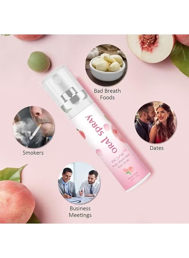 BOAE Multi Effeet Fresh Oral Spray 20ml, Bad Breath Treatment for Adults, White Peach Flavor Mouth Freshener, Effective Puriping Oral Air, Breath Freshener Spray, Oral Care Spray, Mouth Healthy Care - Image 5