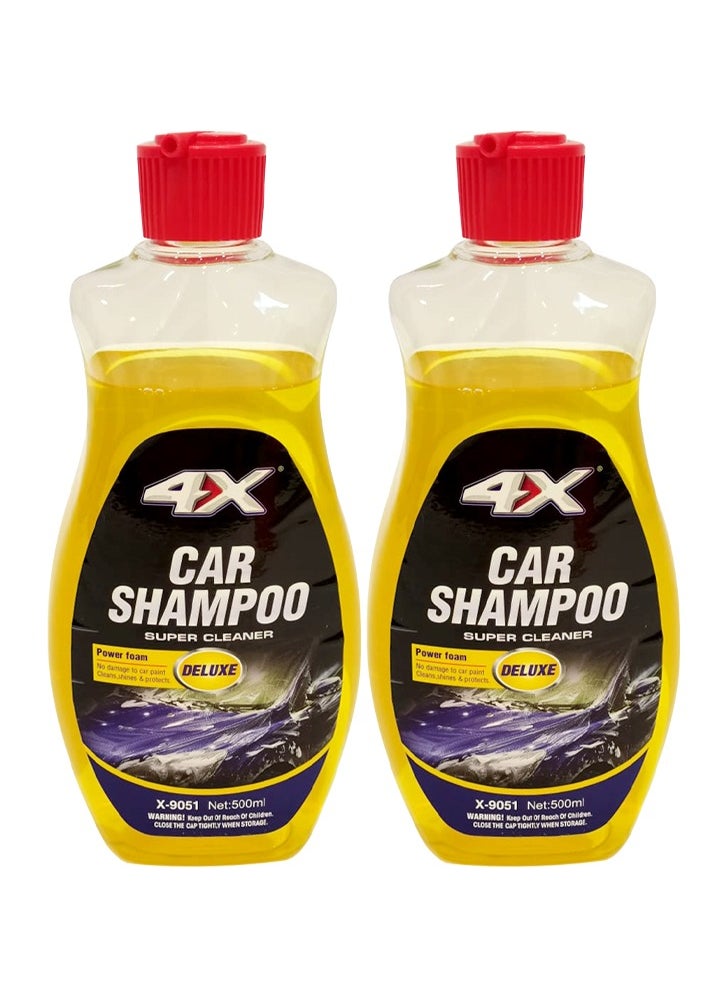 4x Combo - Buy 2PC 4X Advanced Formula Car Shampoo, High-Efficiency Super Cleaning Solution with Power Foam Action-500ml 