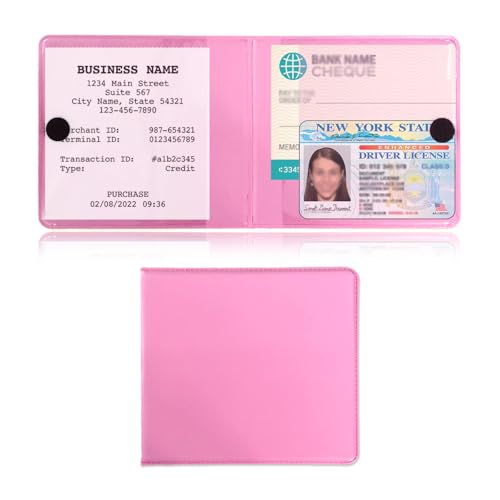 Kewucn 1 PC Car Registration Insurance Holder Essential Auto Card Glove Box Organizer Vehicle Interior Accessories Perfect for Most Car Truck SUV 105548 Pink - Image 1