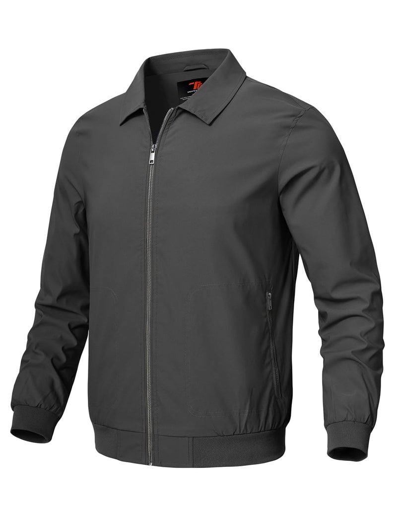 Rdruko Mens Light Jackets Windbreaker Spring Fall Lightweight Jackets Caual Stylish Jacket with Pockets Dark Gray L