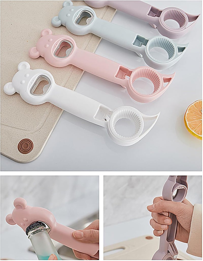 klarako 4PC Beer Bottle Opener, 4 in 1 Beer Bottle Opener, Multifunction Jar Can Beer Bottle Opener Cute Bear Bottle Opener, Upgrade Handheld Can Beer Opener for Jelly Jars Wine Beer Cans Sauce Bottles - Image 3
