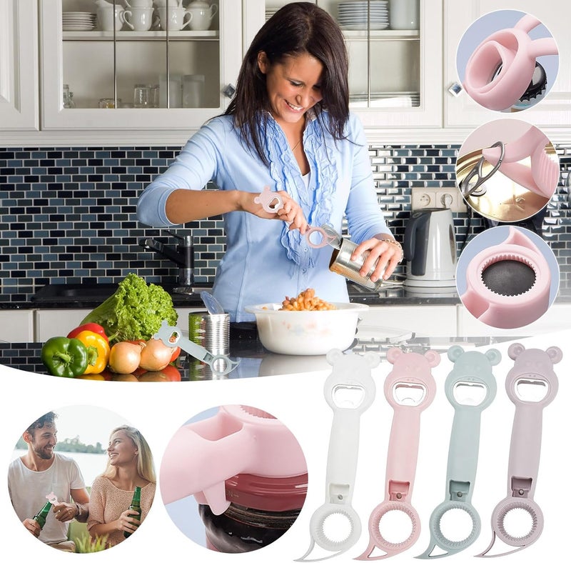 klarako 4PC Beer Bottle Opener, 4 in 1 Beer Bottle Opener, Multifunction Jar Can Beer Bottle Opener Cute Bear Bottle Opener, Upgrade Handheld Can Beer Opener for Jelly Jars Wine Beer Cans Sauce Bottles - Image 2