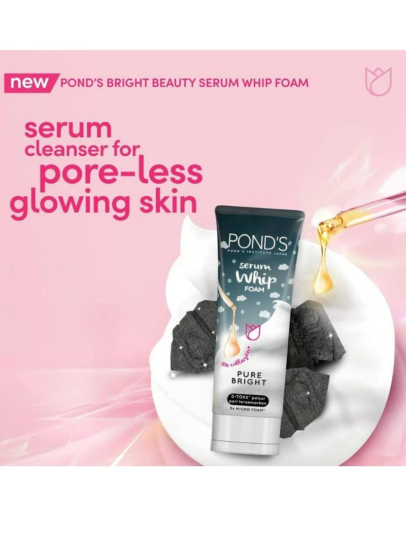 Pond's Serum Whip Facial Foam With Collagen Serum Vitamin B3 & Activated Charcoal 100 g  - Image 2
