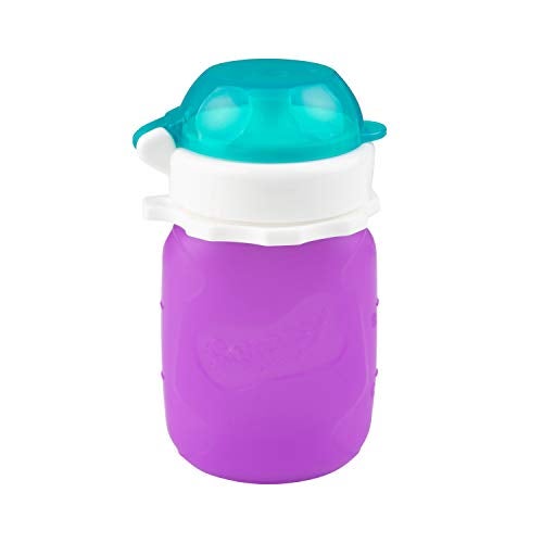 Squeasy Snacker Purple 3.5 oz Squeasy Snacker Spill Proof Silicone Reusable Food Pouch - for Both Soft Foods and Liquids - Water, Apple Sauce, Yogurt, Smoothies, Baby Food - Dishwasher Safe - Image 1