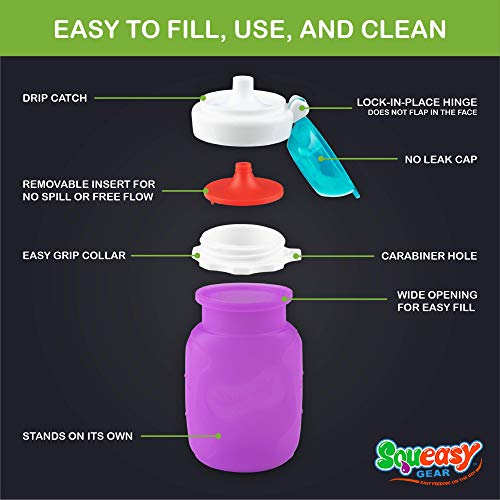 Squeasy Snacker Purple 3.5 oz Squeasy Snacker Spill Proof Silicone Reusable Food Pouch - for Both Soft Foods and Liquids - Water, Apple Sauce, Yogurt, Smoothies, Baby Food - Dishwasher Safe - Image 4