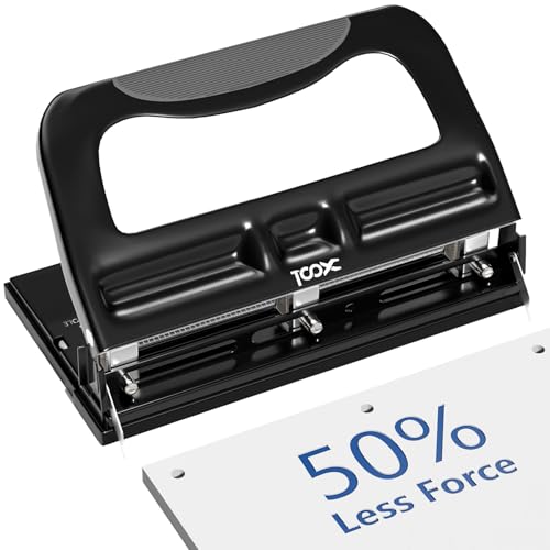 XOOL 3 Hole Punch Heavy Duty Metal Hole Puncher for 2 or 3 Holes 932 7mm Hole Diameter 40Sheet Capacity Adjustable Hole Spacing NonSlip Base for Office School - Image 1