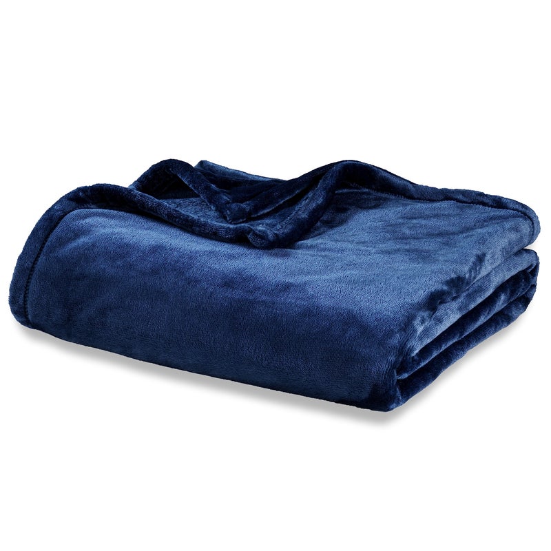 Berkshire Blanket Berkshire Blanket Classic VelvetLoft Solid Throw Blanket  Lightweight Soft Fuzzy Plush Throw Blanket for Bed and Couch  Dress Blues  50x60 Inches  - Image 1