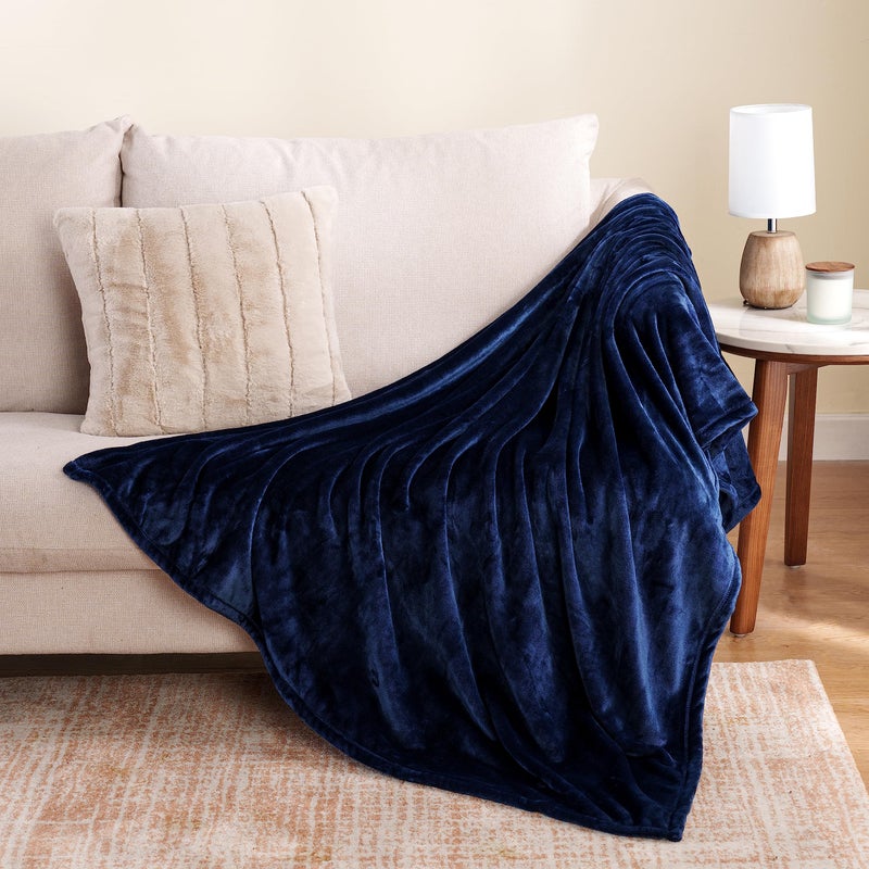 Berkshire Blanket Berkshire Blanket Classic VelvetLoft Solid Throw Blanket  Lightweight Soft Fuzzy Plush Throw Blanket for Bed and Couch  Dress Blues  50x60 Inches  - Image 5