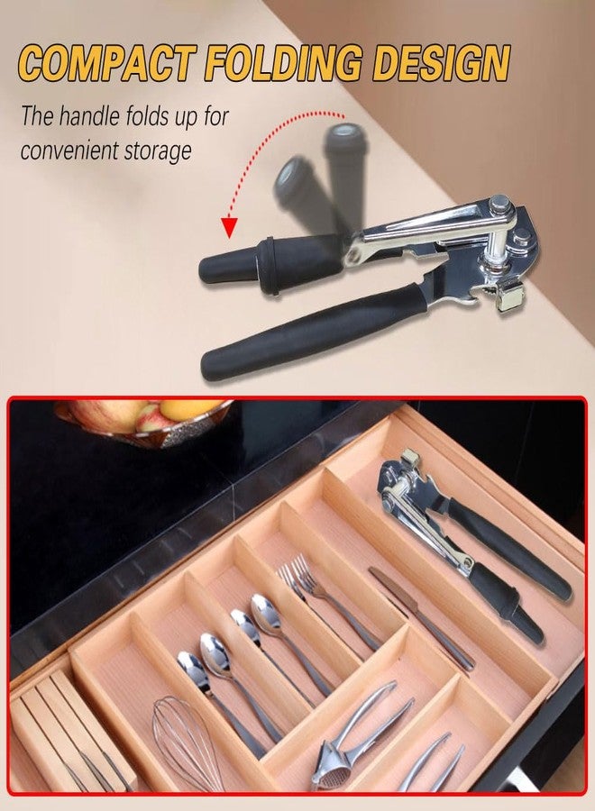 NUFR Commercial Heavy-Duty Manual Can Opener with Easy-Turn Crank, Long Rubber Handle & Magnetic Lid Holder - Image 4