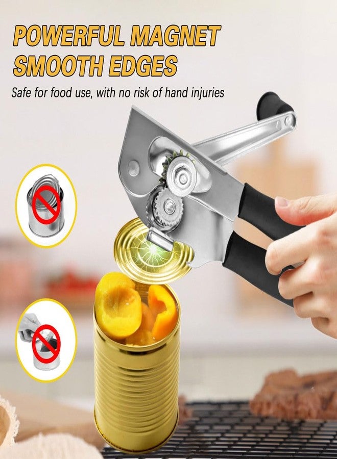 NUFR Commercial Heavy-Duty Manual Can Opener with Easy-Turn Crank, Long Rubber Handle & Magnetic Lid Holder - Image 3